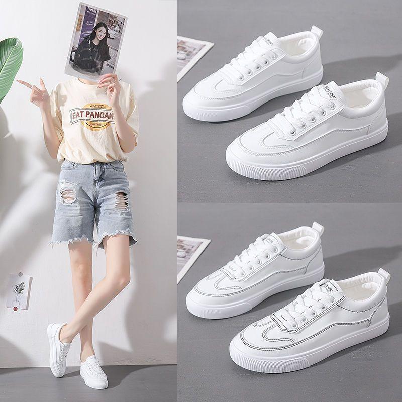 White Shoes for Women Summer Thin New Ins Breathable Soft Leather Versatile Casual Sneakers for Students