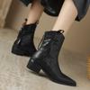 Krazing Pot Sheep Skin Autumn Winter Shoes Med Heels Size 43 Western Boots High Quality Slip On Ankle Boots