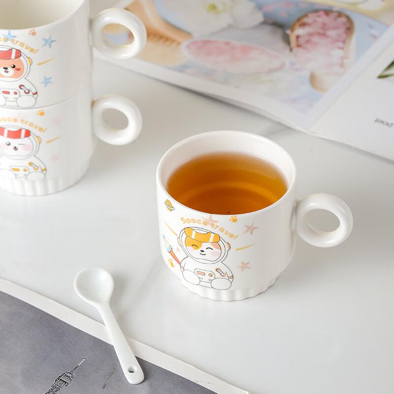 Керамический набор кофейных кружек с ложками на тему Маджонг (4-Pack)