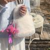 Пушистая сумка женская осенне-зимняя розовая красная сумка-тоут кукла маленький монстр меховая сумка-ведро