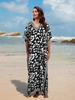 Beach Cover Ups for Swimwear Leopard Printed Maxi Dress Summer Holiday Bathing Suits Factory Supply