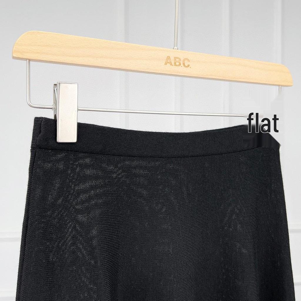 Женская трикотажная миди-юбка А-силуэта Black Label, эластичный пояс, пряжа Yangtze 2-слойная 48s шерсть, черно-серая