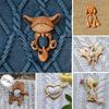 Деревянная Брошь Мультяшная Милый Кот Лиса Собака Животный Узор DIY Ремесло Значок Забавная Булавка Брошь для Шарфа Платка Рождественские Ювелирные Изделия Подарки
