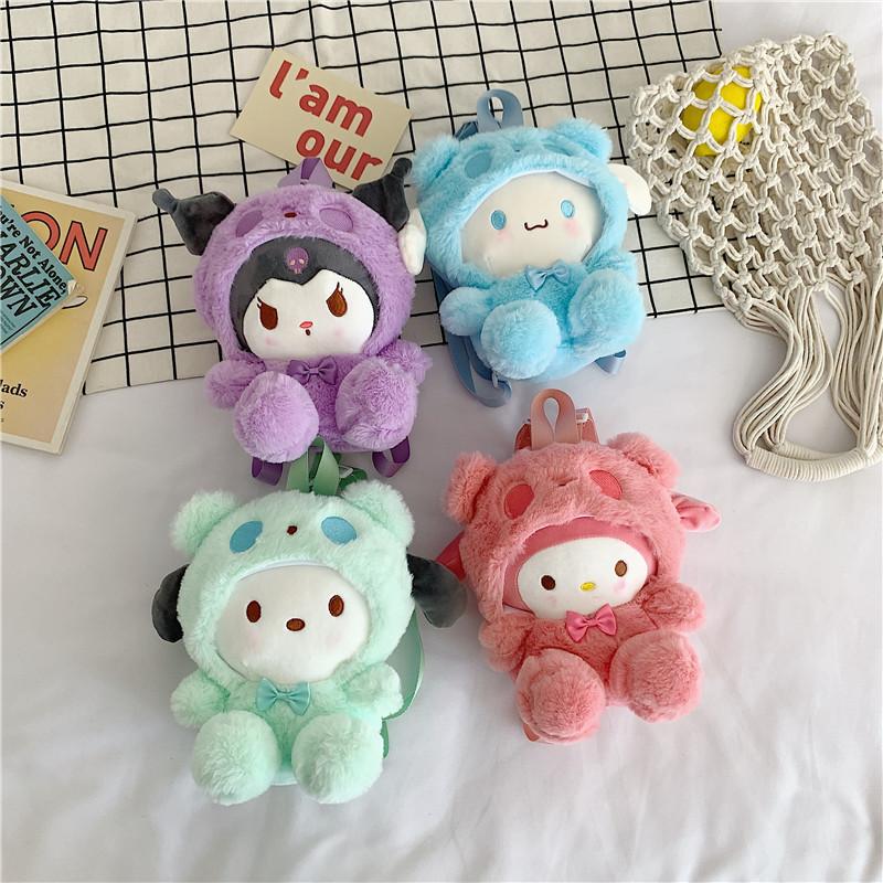 Melody Cinnamoroll Kuromi Pochacco Plush Animal Shoulder Bag With Inner Pocket For Casual Daily Outfits
