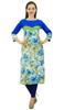 Women's Cotton Blue Kurti Floral Kurta Dress 3 4 Sleeve Blue Tunic-10