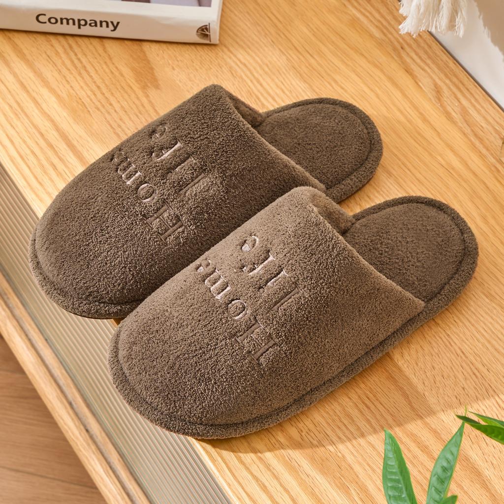 Non-slip and Antibacterial Cotton Slippers Autumn and Winter 2025 New Home Non-slip and Warm Couples Four-season Silent Slippers
