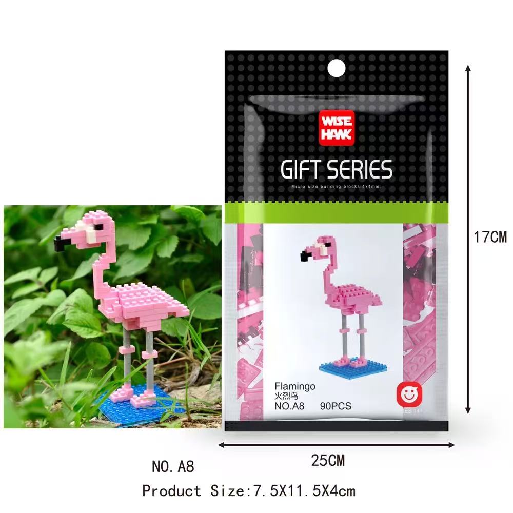 Mini Animals Micro Particle Building Blocks Diamond Bricks Cat Dog Parrot Corgi Flamingo Models Assembly Toys For Kids Children