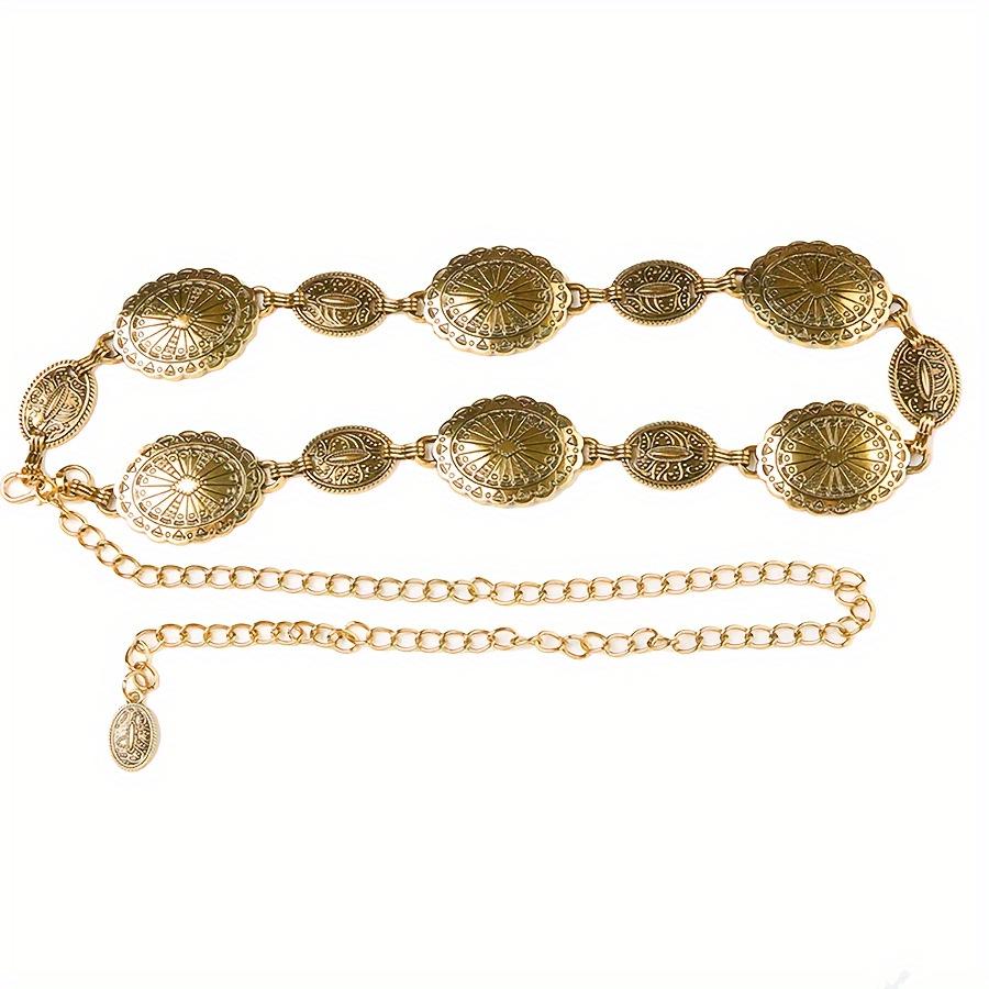 Trendy Y2K Metal Waist Chain: European & American Niche Bohemian Round Plate Jewelry Belt for Women