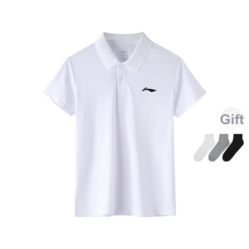 Li Ning Brand Logo Solid Color Casual Pullover Short Sleeve Polo Shirt Men Polo Shirts White APLT139-2