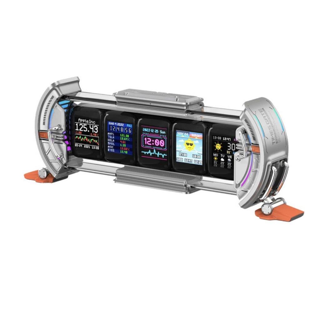 8-битная пиксельная игра Times Gate с ретро неоновыми часами, управление через смарт-приложение, 128x128 IPS экран, идеальный декор для домашнего рабочего стола