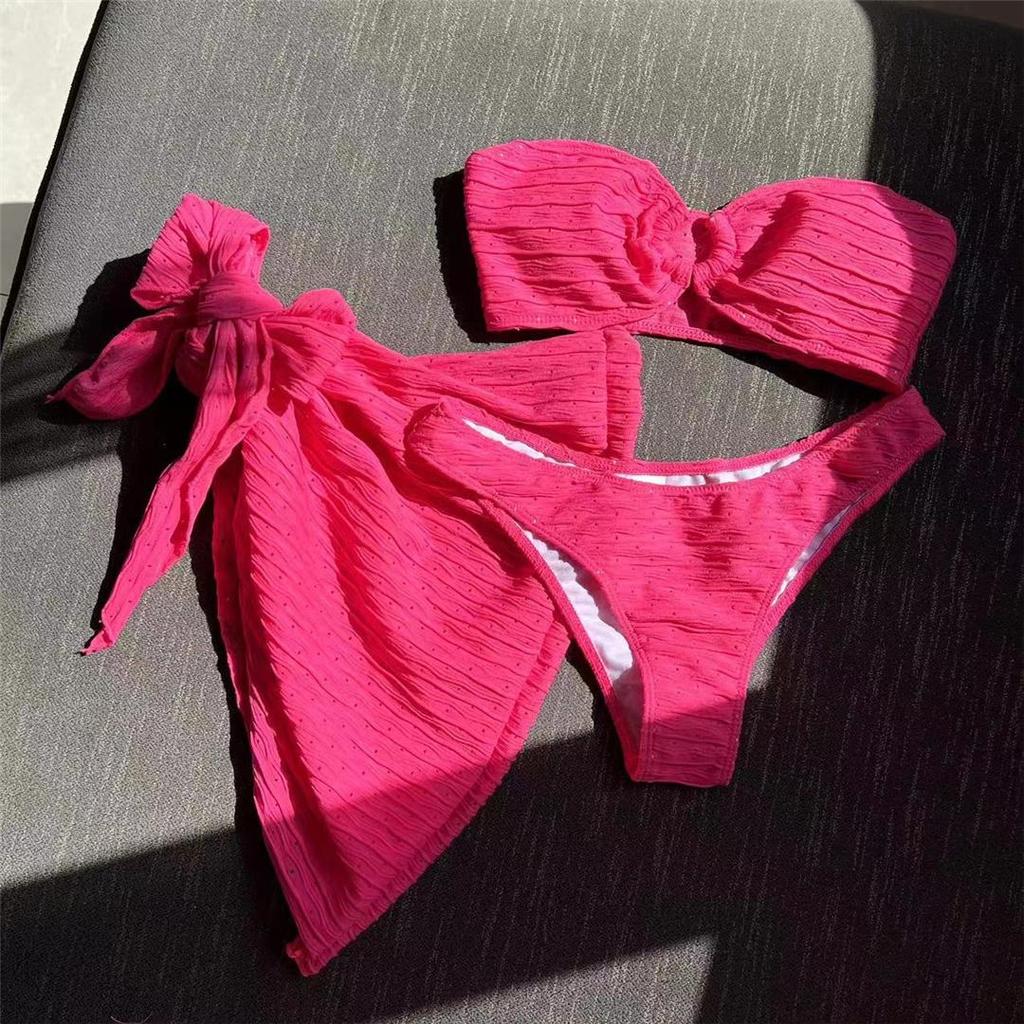 Сексуальный женский купальник бикини со средней талией, женский купальник, комплект бикини из трех частей, купальный костюм для купания