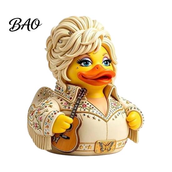 Detailed Guitar Playing Duck Ornaments Charming Novelty Ornament, Musical Theme with Colorful Rhinestone Decorations Decor, Decorative Collectible
