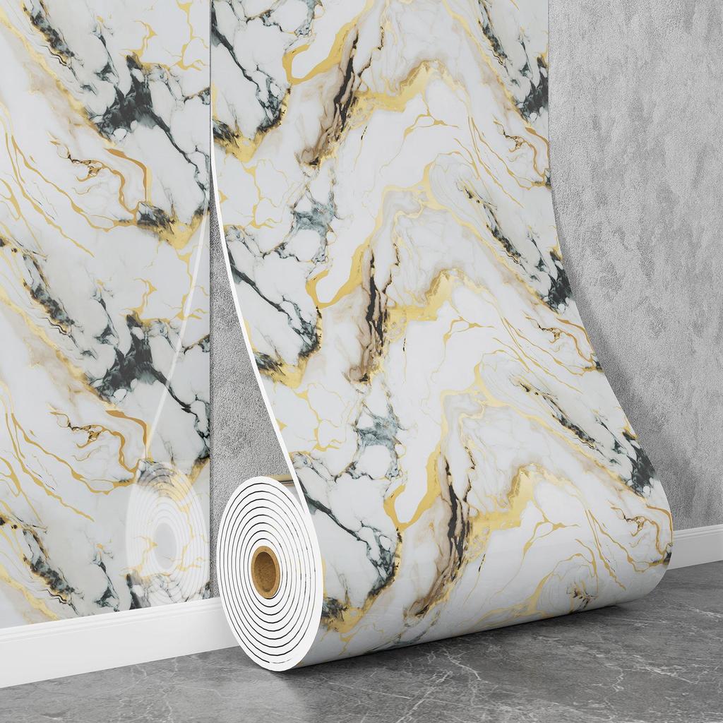 Самоклеящаяся водостойкая настенная наклейка под мрамор для ванной комнаты, гостиной, кухни и ТВ-зоны.