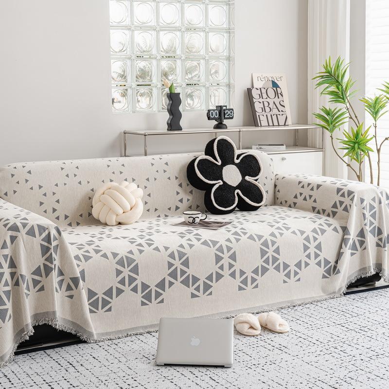 1/2/3/4 Seater Geometry Printed Sofa Cover Chenille Sofa Towel Blanket Couch Cover Soft Universal Anti-cat Scratch Sofa Blankets