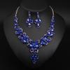 Jewelry Crystal Gemstones Flower Clavicle Necklace Earrings Set Dress Women'S Banquet Accessories