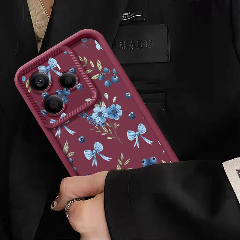 Blueberry Bowknots Floral Pattern Case For Xiaomi 14T 13T 11T Pro Funda Redmi Note 14 13 Pro 5G 4G 12 11 Shockproof Bumper Silicone Cover