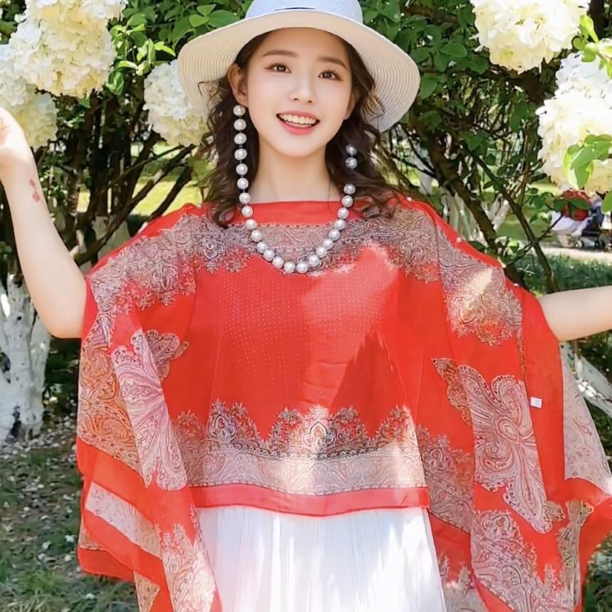 Summer Variety Scarf Women's Sunscreen Shawl Women's Cycling Car Chiffon Beach Scarf Long Silk Scarf Sunscreen Jacket Women