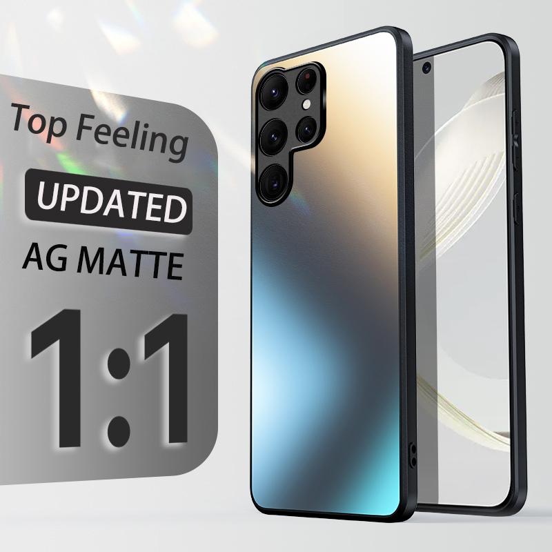 Роскошный силиконовый матовый стеклянный чехол AG для Samsung Galaxy S24 S23 S22 Ultra S24 Plus, матовый защитный чехол для объектива камеры