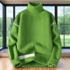 Men's Thick Knit High Neck Sweater - Long Sleeve Solid Color Trendy Casual Top