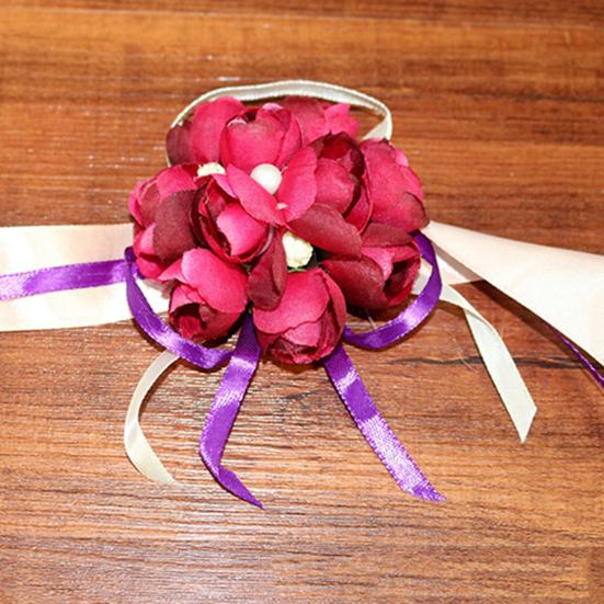 Цветок на запястье Яркий узор Искусственный жемчуг Лента Ткань Милый Свадебный Цветочный Браслет для Свадьбы