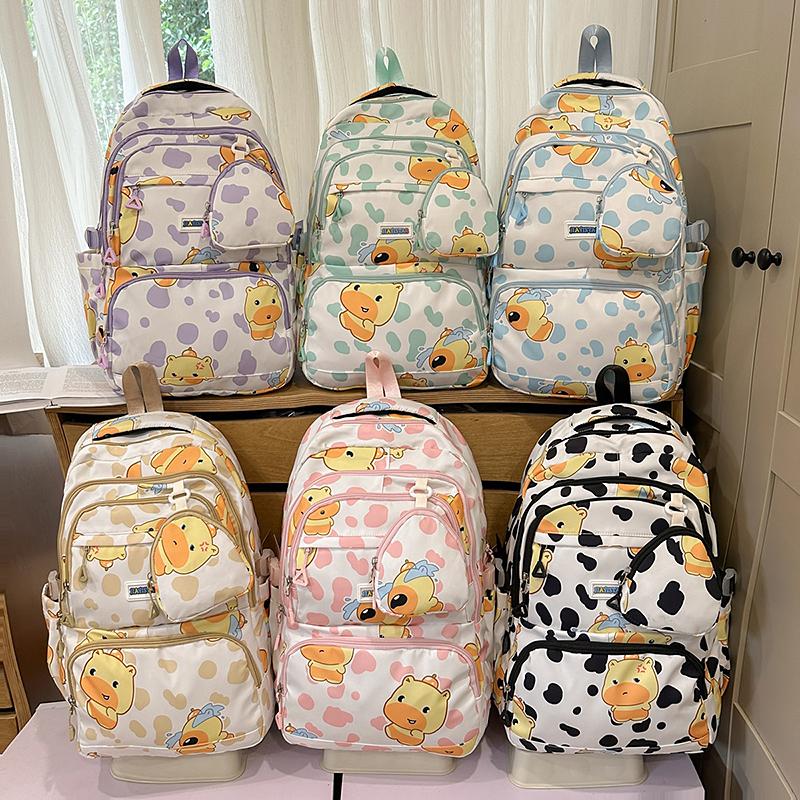 Мультяшный студенческий школьный рюкзак большой вместимости, легкий, женский рюкзак с кошельком для монет