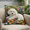 2D Flat Print Golden Retriever Pillow Cover Non-Real Embroidery Cushion Case With Zipper For Home Office Sofa Bed Car Decor