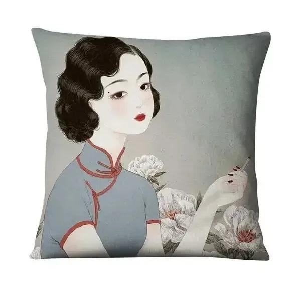 Neoclassical Girl Art Print Decorative Throw Pillow Cover Home Decor Bedroom Room Living Room Sofa Cushion Cover