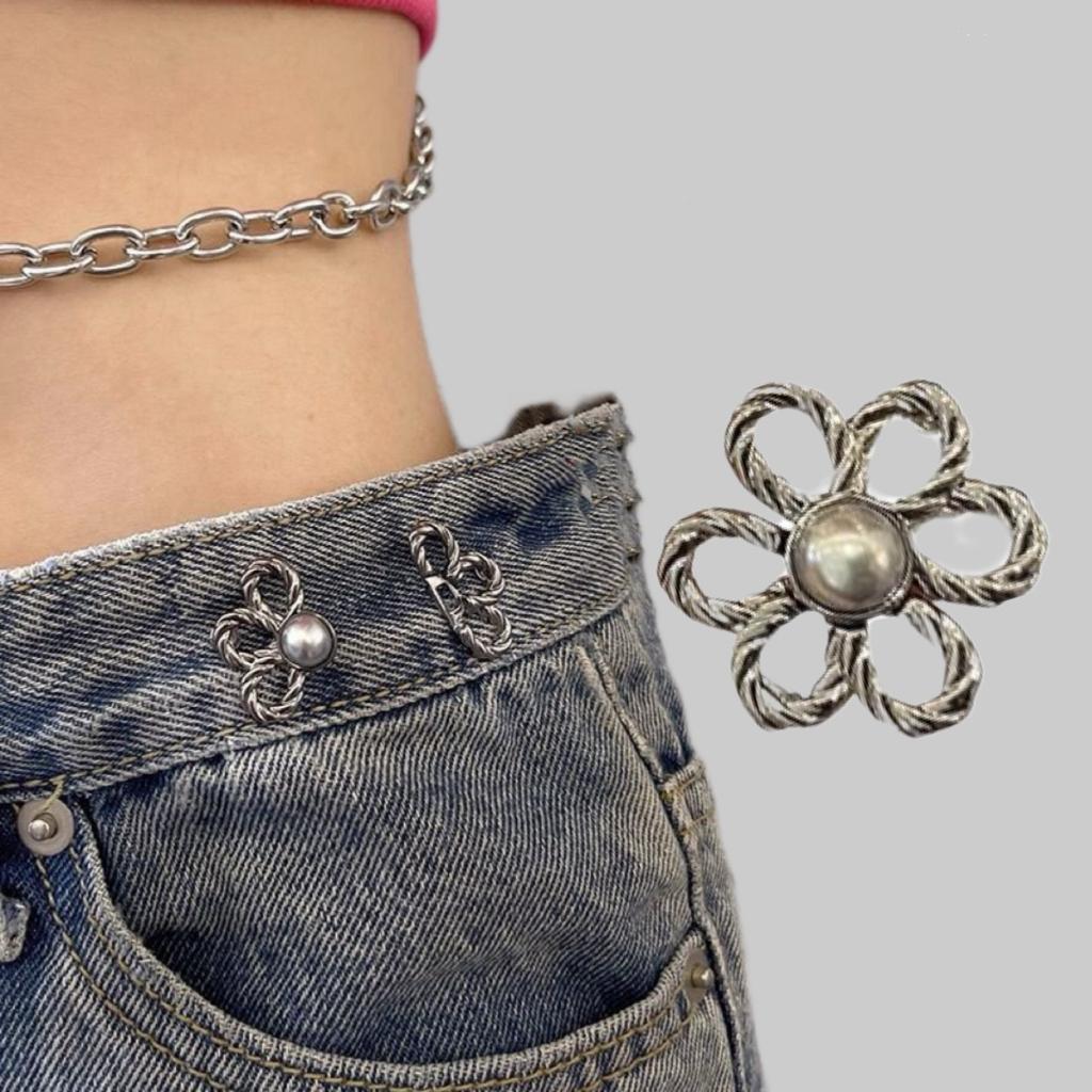 Alloy Waist Buckle Decorative Buttons No Sewing Detachable Button For Jeans Waist Adjustment Clothing Accessories Tool
