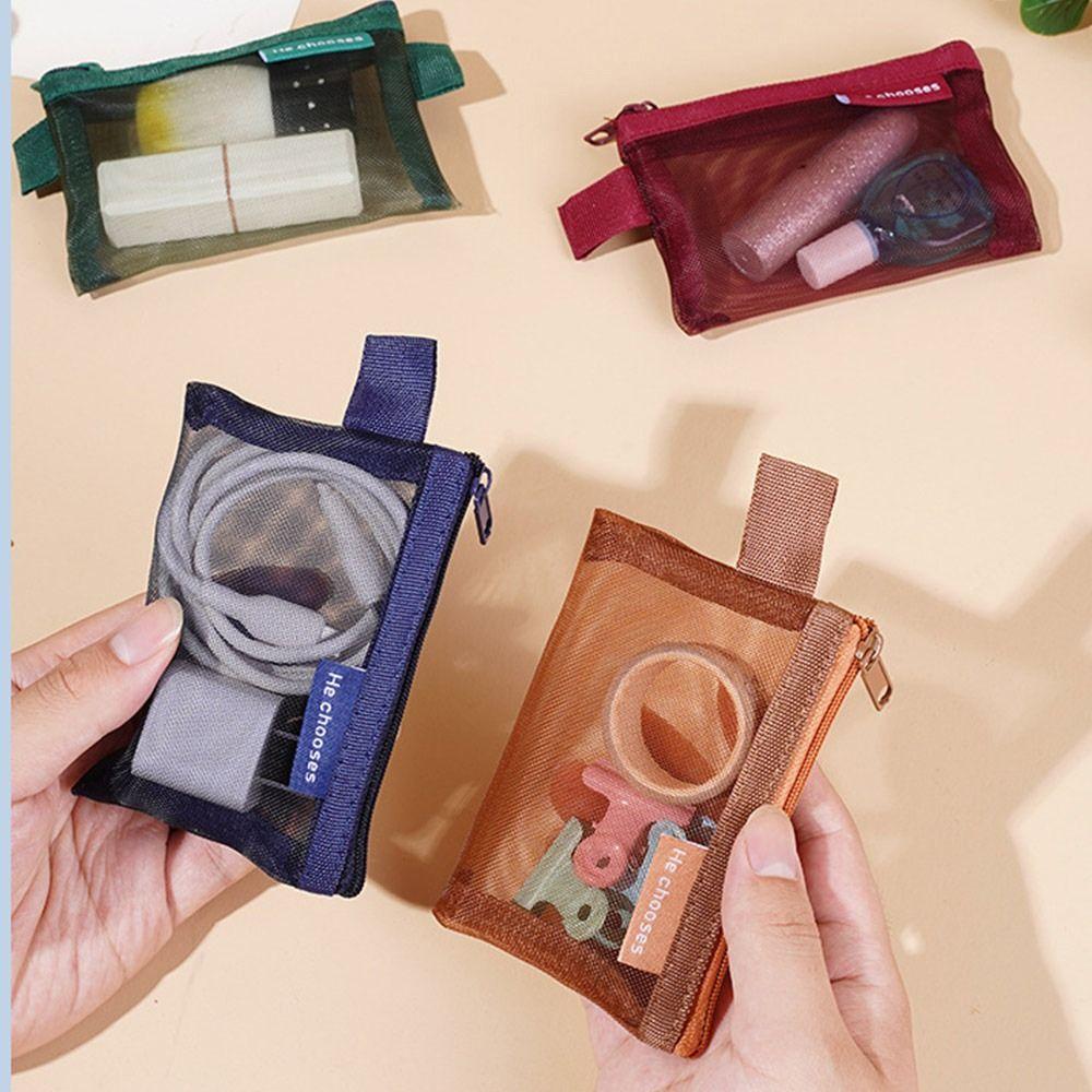 Mesh Storage Pouch Transparent File Folders Multi-Purpose Cosmetic Makeup Bags  Students Gift
