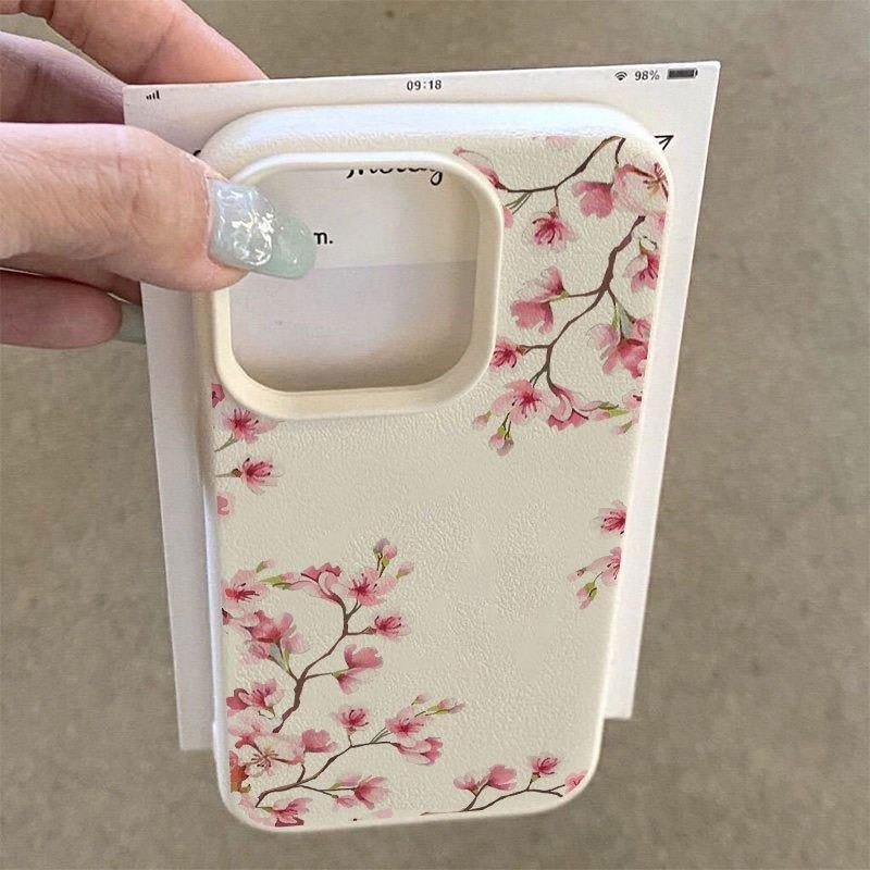 Чехол для телефона с узором из розовых цветов сакуры для iPhone 17 Air 16 15 Pro 14 13 12 11 Pro Max Чехол 16E 15 Plus Мягкая силиконовая крышка