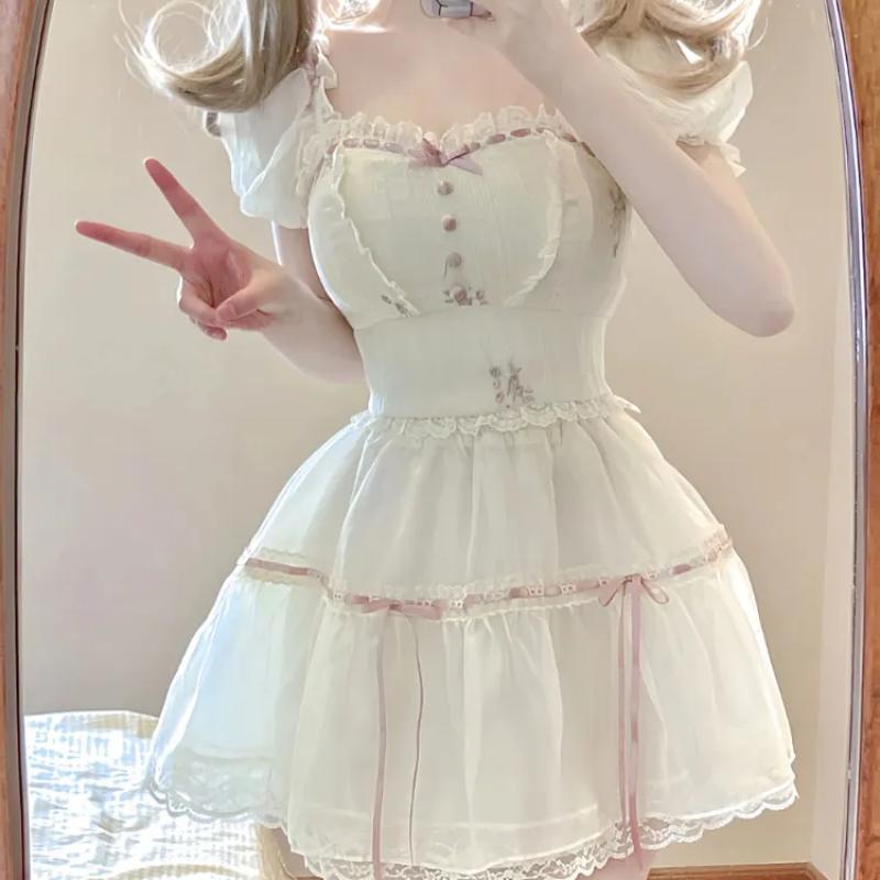 Милый комплект из 2 предметов платья Kawaii, женский летний комплект из 2025 года с коротким рукавом Y2k, укороченный топ + мини-юбка, женские наряды, корейский модный костюм, шик