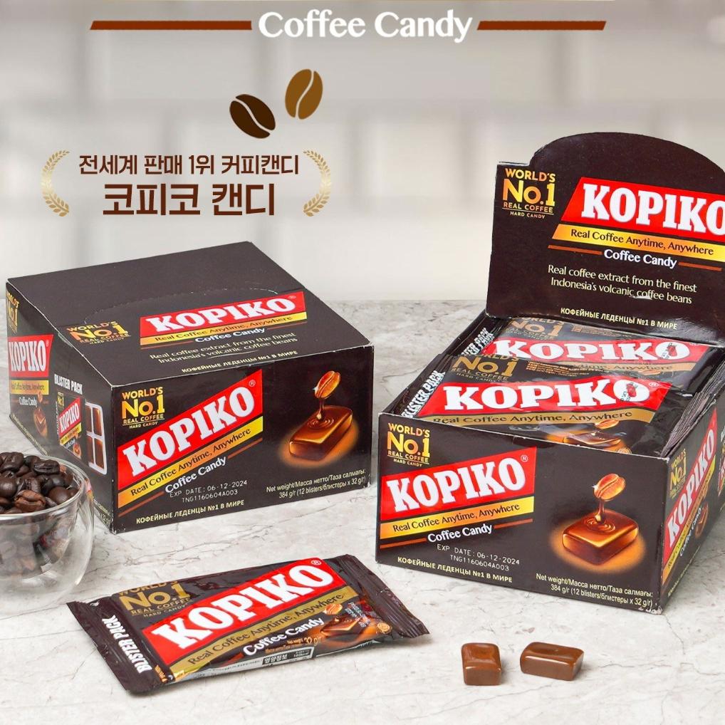 [Kopiko] Кофе / Капучино / Кофе без сахара, Конфеты со вкусом, Блистер 32 г
