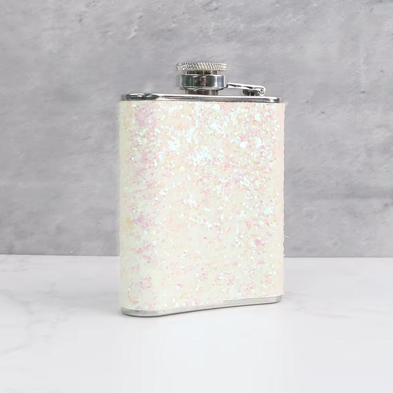 2pc 100ml Unique Bracelet-Shaped Wine Pot Light Pink Square Mini Flask Set For Whiskey Brandy Portable Liquor Container