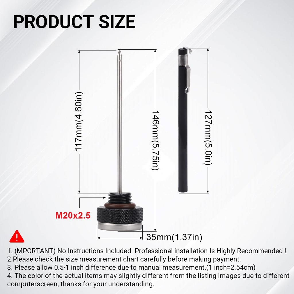 Новая крышка бензобака для мотоцикла M20 X 2.5 с манометром температуры масла 35 мм, шкала 0-200, крышка-термометр с щупом 117 мм