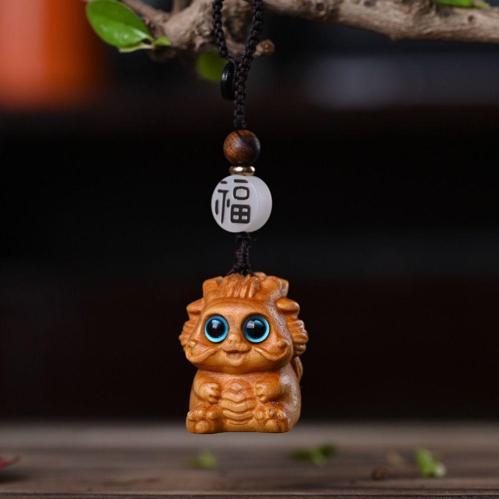 Chinese Zodiac Carving Twelve Zodiac Keychain Wooden Wood Little Animal Keychain  New Year Gift