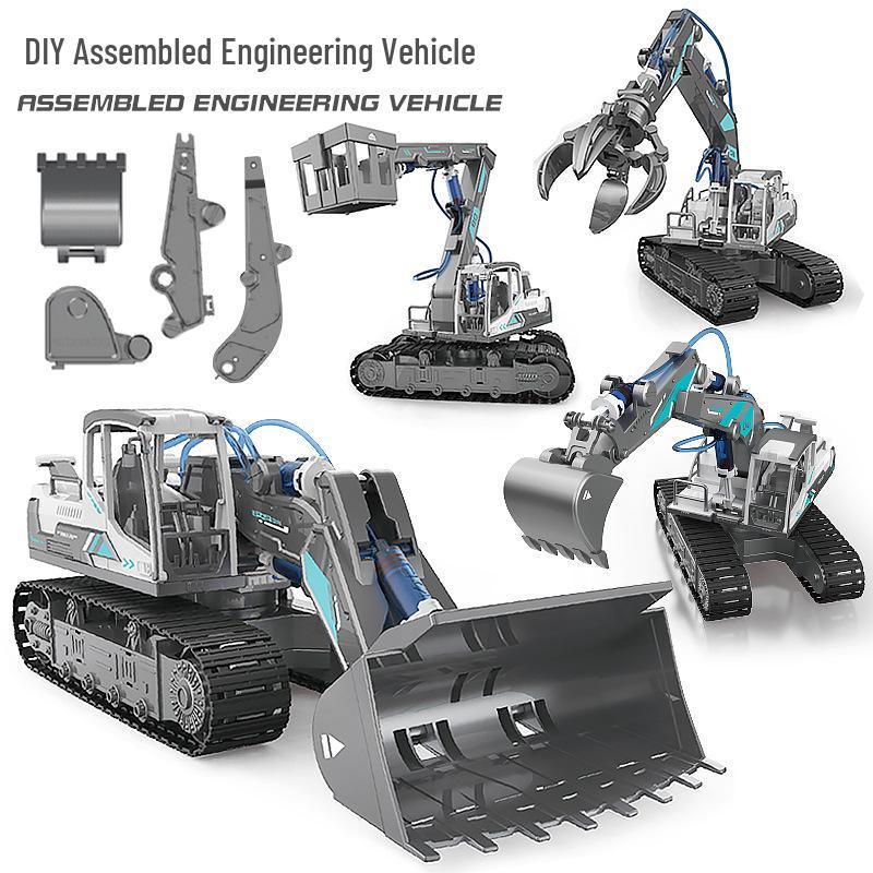 Гидравлический DIY Инженерный Транспорт STEM Научный Набор: Гусеничный Бульдозер Экскаватор Игрушка