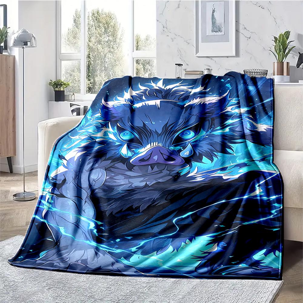 Demon Slayer Theme Printed Blanket - Perfect for Couch, Bed, Travel & Outdoor Use | Machine Washable, Cozy & Durable.