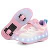 New Double Wheel Pulley Shoes Boys Children's Shoes with Wheels Girls Skating Shoes Glow