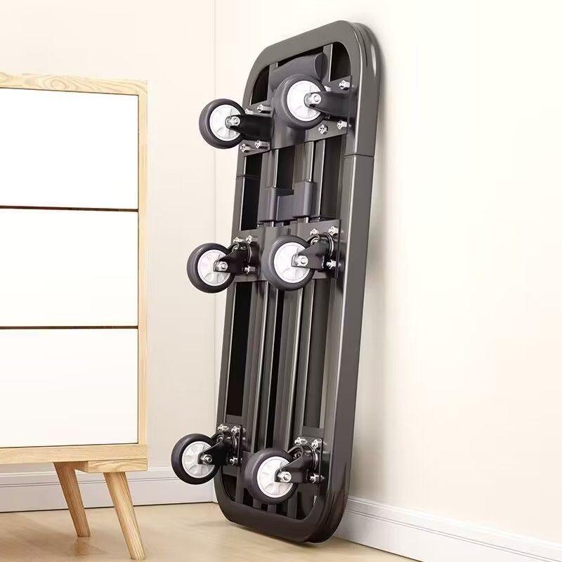 Four-Wheeled Silent Flatbed Hand Truck - Folding Trolley for Goods Transport