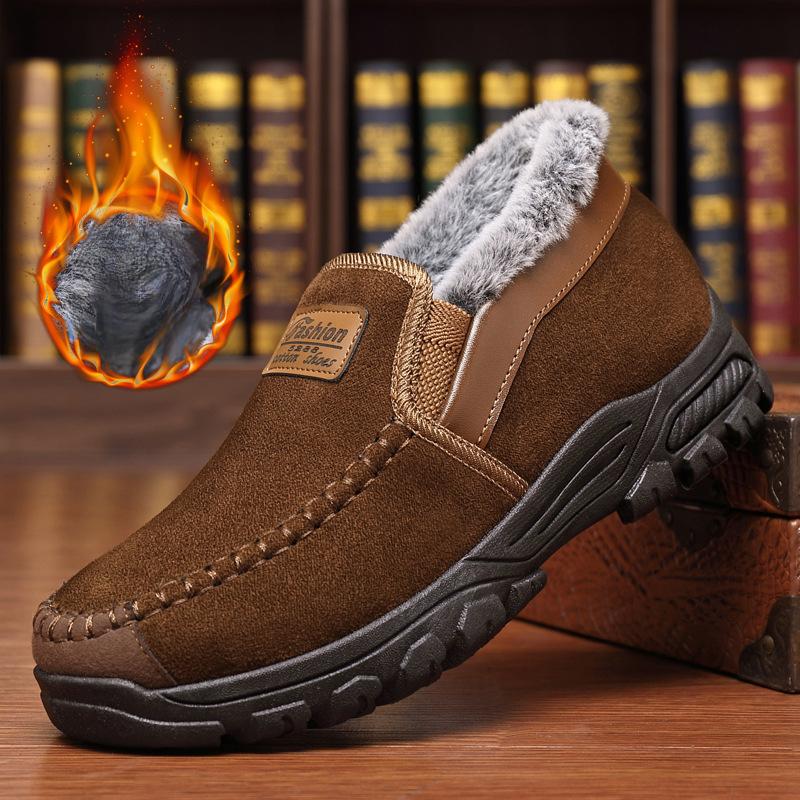 Зимняя мужская хлопковая обувь Супер теплая плюшевая Противоскользящая Удобная Повседневная уличная мужская обувь Износостойкие Модные ботильоны