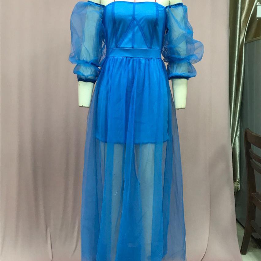 Женское свадебное платье с открытыми плечами из сетки, платье с рукавами-фонариками, разрезом до бедра и корсетным бюстье, сексуальное вечернее платье, подчеркивающее фигуру