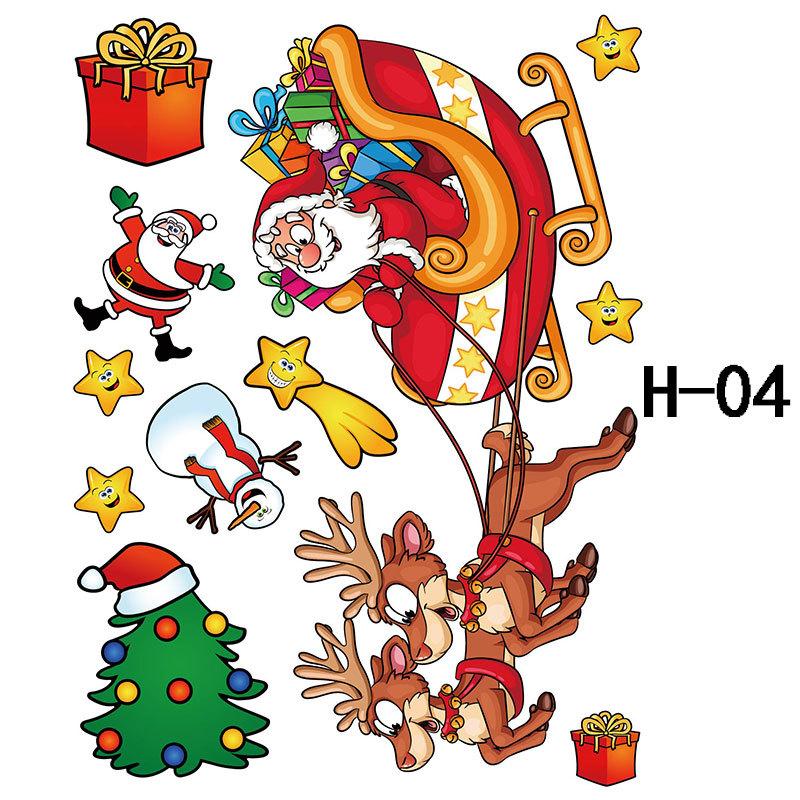 Снежинка Звезда Статичное Рождественское Украшение Новый Год r Детская Комната Стеклянная Наклейка Наклейка 24X32CM Наклейки на Окно Санта Клаус Снеговик Аксессуары