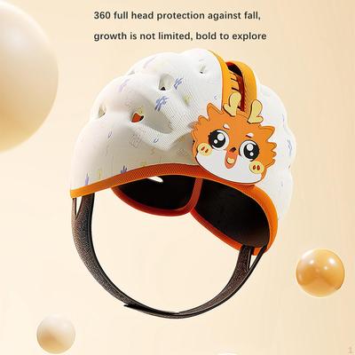 Детская шапка-шлем всесезонная мягкая переносная защитная шапка для детей мальчиков девочек оранжевого цвета