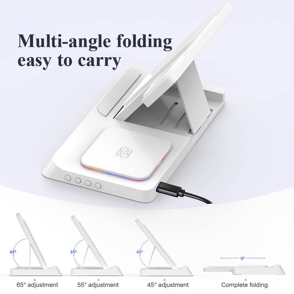 5 в 1 цифровой будильник с беспроводной зарядкой для iPhone 15 14 13 складное зарядное устройство док-станция для Airpods Pro iWatch беспроводное зарядное устройство