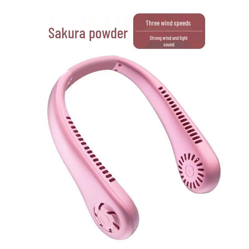 Шейный веер: Портативный бесшумный охлаждающий вентилятор без лопастей, заряжаемый через USB, розового или белого цвета