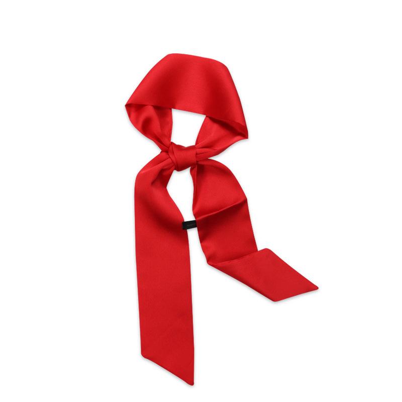 Women's Solid Silk Ribbon Scarf: Thin, Long, Narrow Neck Tie & Shirt Accessory