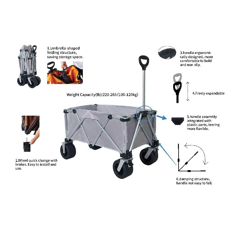 Camping Accessories Hand Cart Foldable Trolley Garden Cart Kids Beach Fold Cart Wagon Folding Trolleys