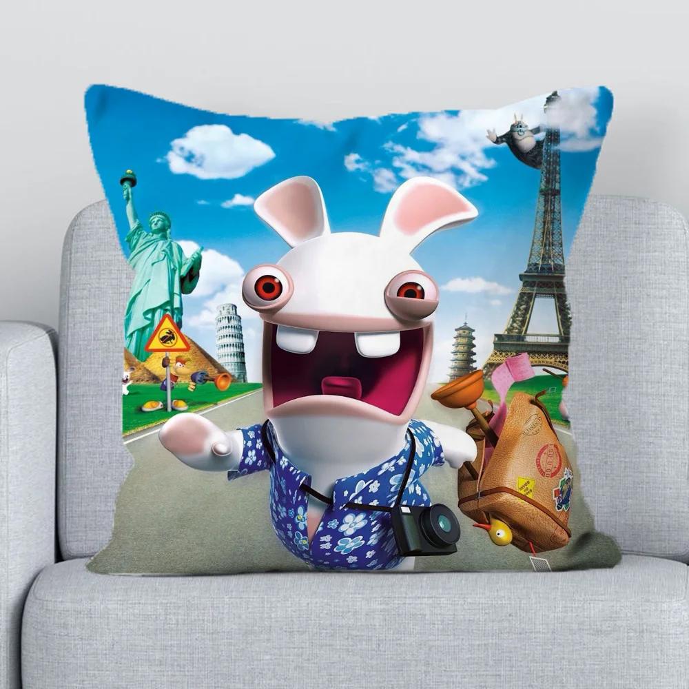 Подушка-обнимашка R-raving Rabbids Наволочка из короткого плюша, двусторонняя печать, декоративные подушки для гостиной, чехол на подушку для стула