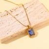 DIEYURO 316L Stainless Steel Golden Heart Square Inlay Colored Rhinestones Pendant Necklace Women Fashion Neck Chain Jewelry