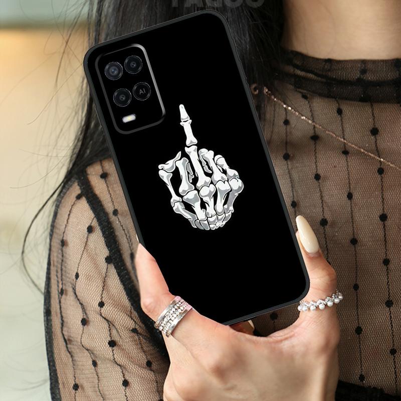 Cartoon Middle Finger For OPPO A57 A17 A77 A16 A76 A96 A58 A78 A98 A74 A94 A5 A9 A15 A52 A72 A93 A53 A54S Case
